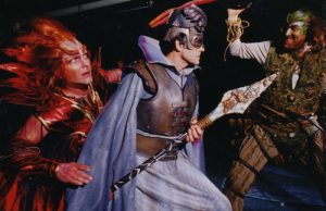 Some photos of what traditional Ring costumes look like – me as Fricka, Edward Crafts as Wotan, Gary Rideout as Loge and Malcolm Rivers as Alberich – from the Arizona Opera Ring cycle, c. 1998.